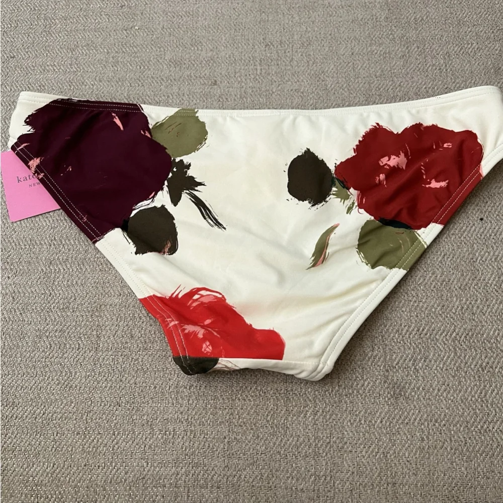 Kate Spade New York Floral-Print Bikini Bottoms Women’s Size L Ivory Multi‎